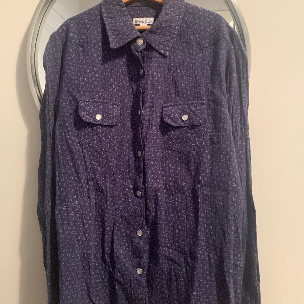 Steven Alan Blue-Patterned Blouse